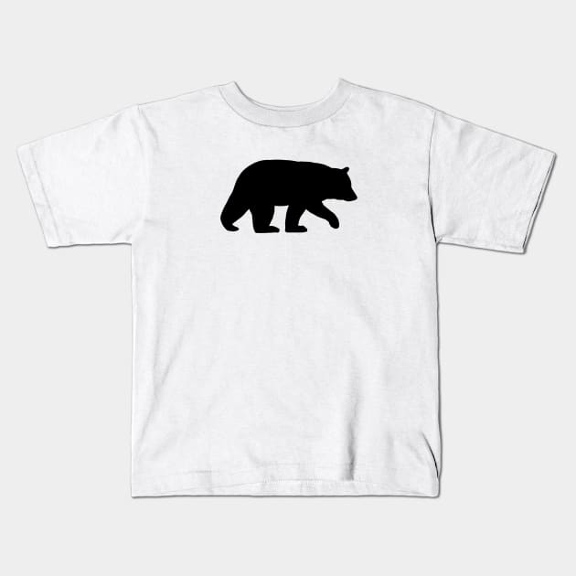 Black Bear Silhouette Kids T-Shirt by Coffee Squirrel